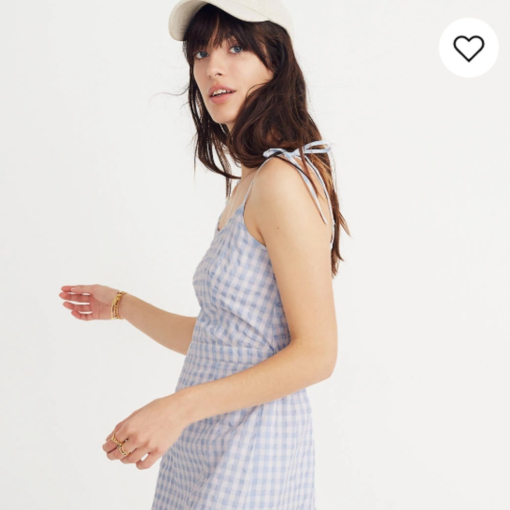 NWT Madewell Gingham Tie-Strap Dress